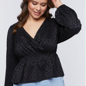 NWT Leopard Print Surplice Top